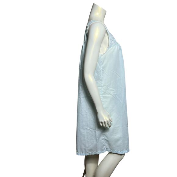 Adonna Vintage Nightgown Light Blue Eyelet Lace Cotton Blend Small - Picture 4 of 8
